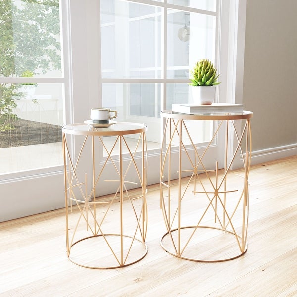 Set of 2 Hadrian Side Tables Gold - 15