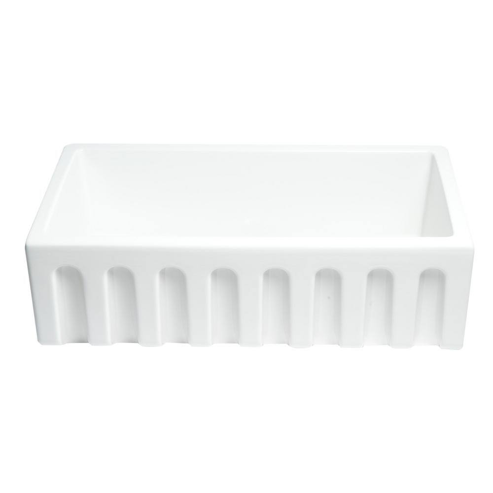 ALFI BRAND Farmhouse Fireclay 33 in. Single Bowl Kitchen Sink in White AB3318HS-W