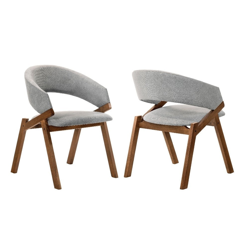 Gray Fabric and Walnut Veneer Dining Side Chairs   Set of 2   32\