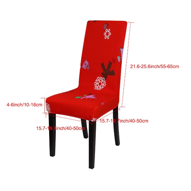 Piccocasa Floral Print Spandex Chair Covers Fit Home Dining Room Seat Slipcover Red