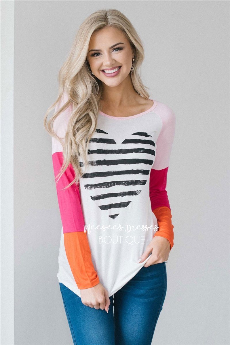 Striped Heart Top