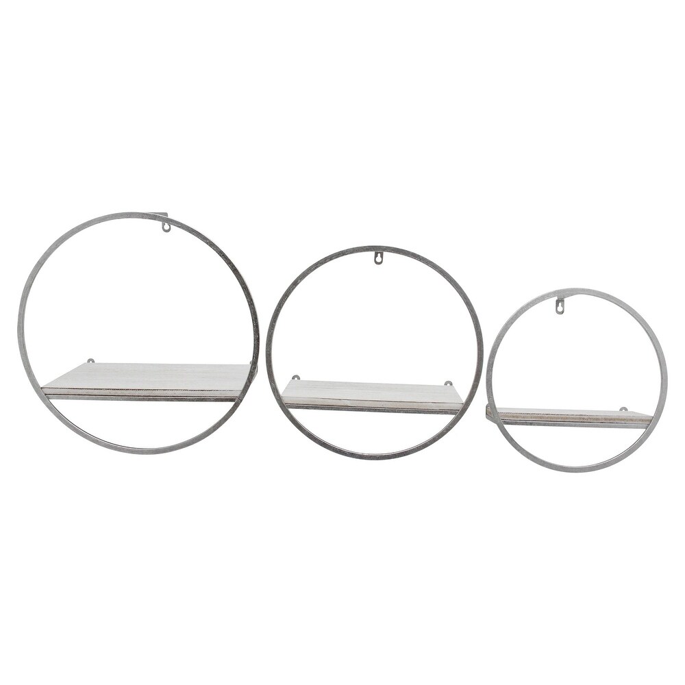 Set of 3 Silver and White Wall Shelves 16\