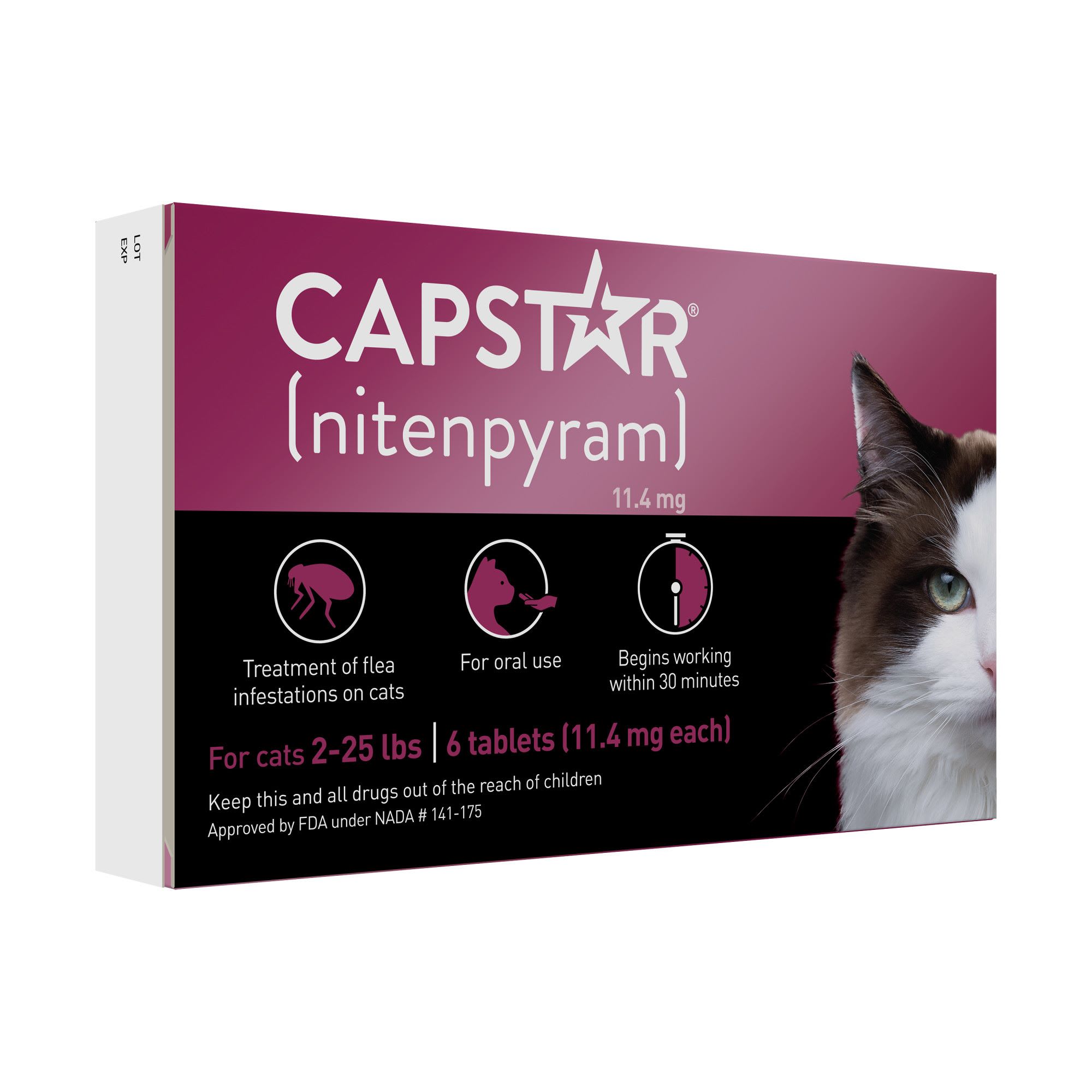 Capstar Flea Tablets for Cats 2-25 lbs.， Count of 6