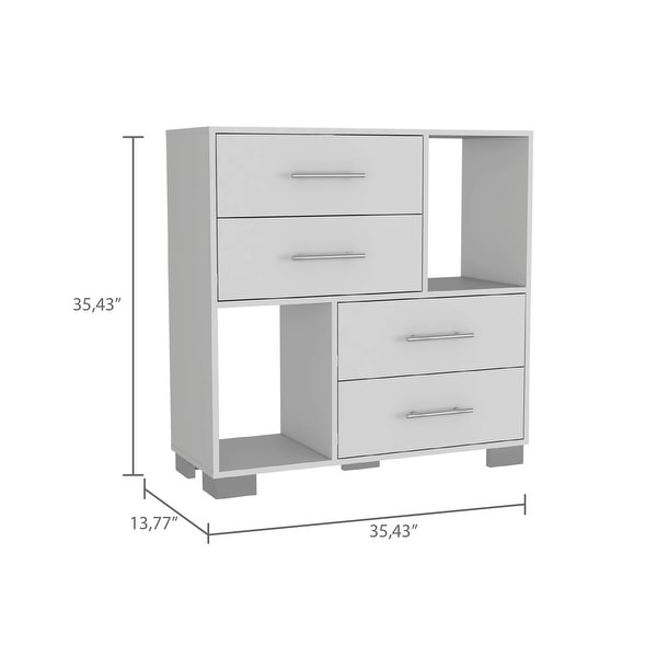 Minimalist Style 4-Drawers 2 Open Shelves Dresser Chests， Modern Storage Dressers Organizer for Living Room， Bedroom， Hallway - - 37828156