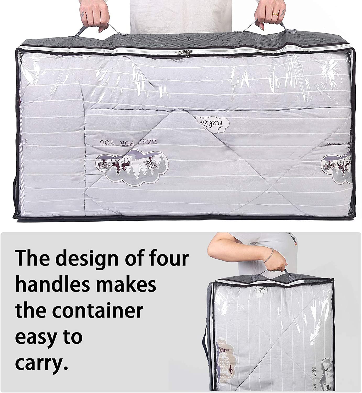 75L Under bed Storage Bags Organizer， 3Pcs Closet Storage Organizers， Foldable Under the Bed Storage Bin