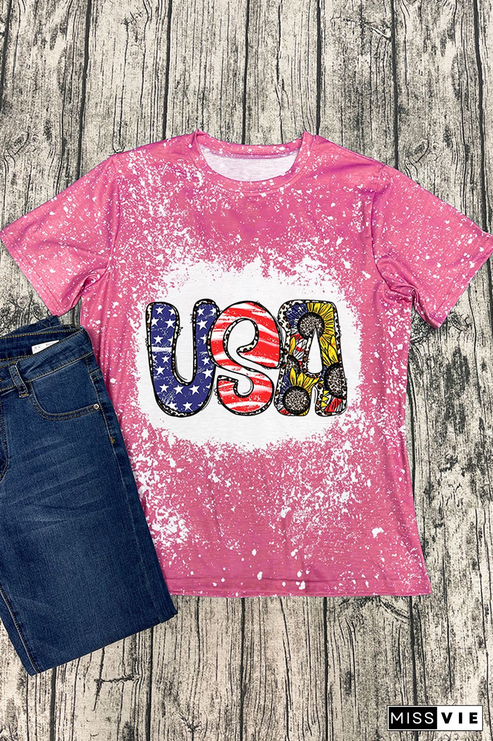 USA Patriotic Sunflower Graphic Tee Wholesale