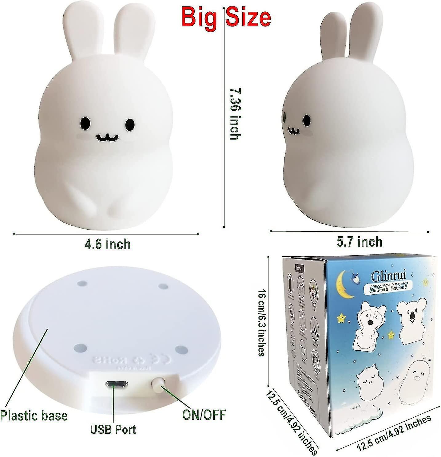 Large Rabbit Night Light Children， Silicone Bedroom Light Night Light Gift