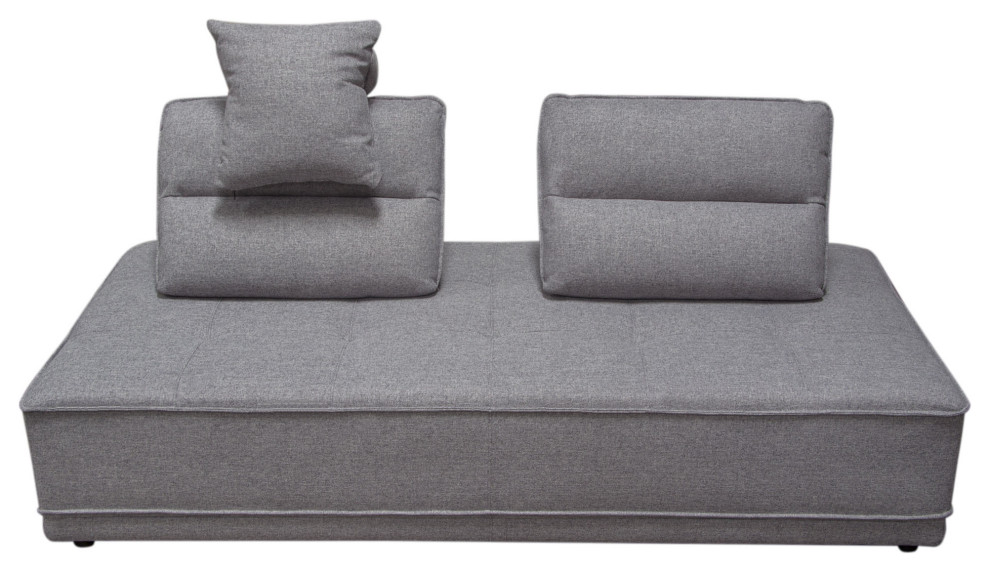 Lounge Seating Platform  Moveable Backrest Supports  Grey Polyester Fabric   Transitional   Sofas   by Kolibri Decor  Houzz