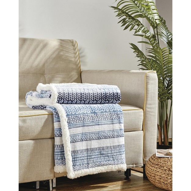 Noble Home Soft amp Cozy Faux Shearling Printed Throw Blanket 50 x27 X 60 x27