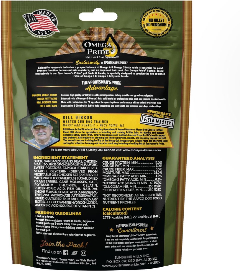 Sportsman's Pride Field Master Active Hip and Joint Duck， Sweet Potato and Berry Recipe Grain-Free Jerky Bites Dog Treats