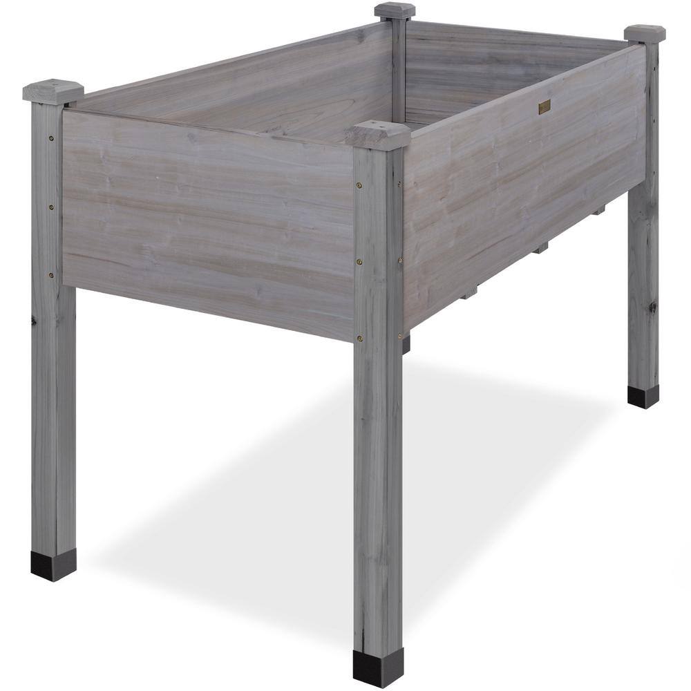 Best Choice Products 48 in. x 24 in. x 30 in. Wood Raised Garden Bed - Gray SKY6395