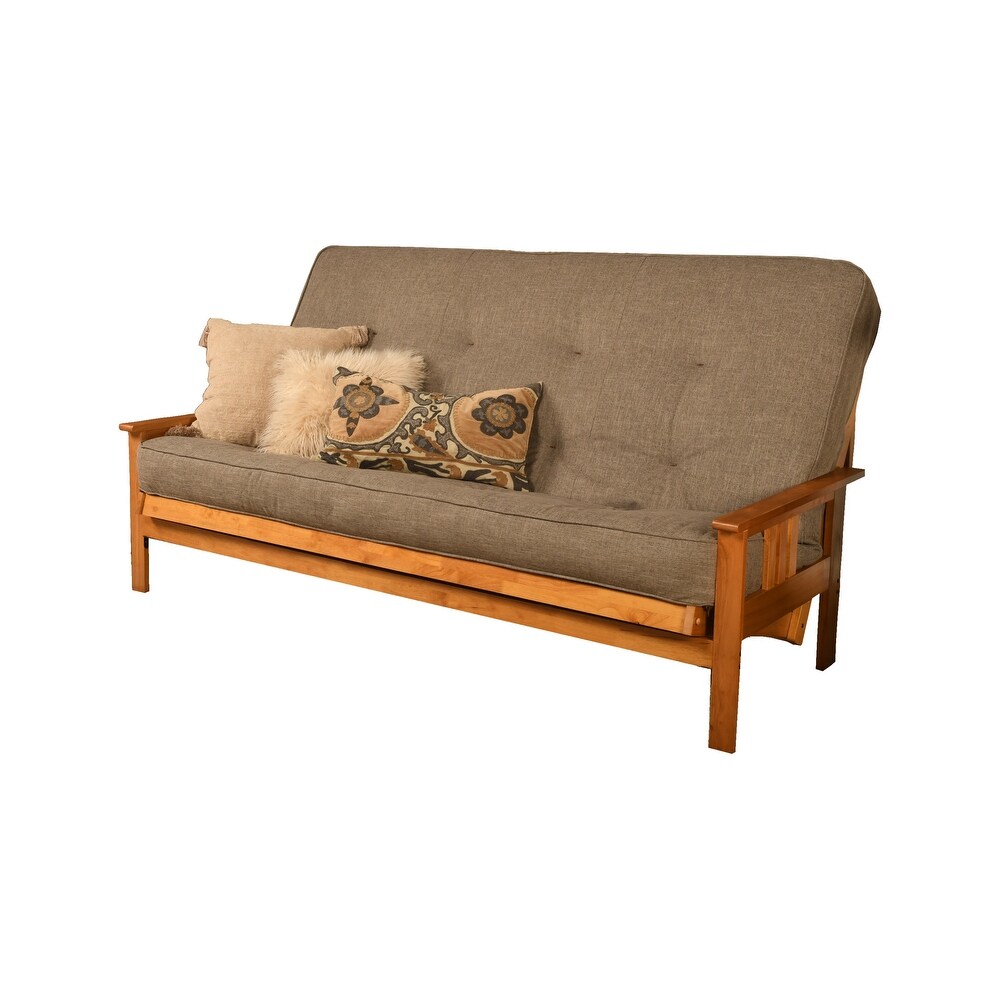 Somette Monterey Queen size Full size Futon Set in Butternut Finish with Linen Mattress