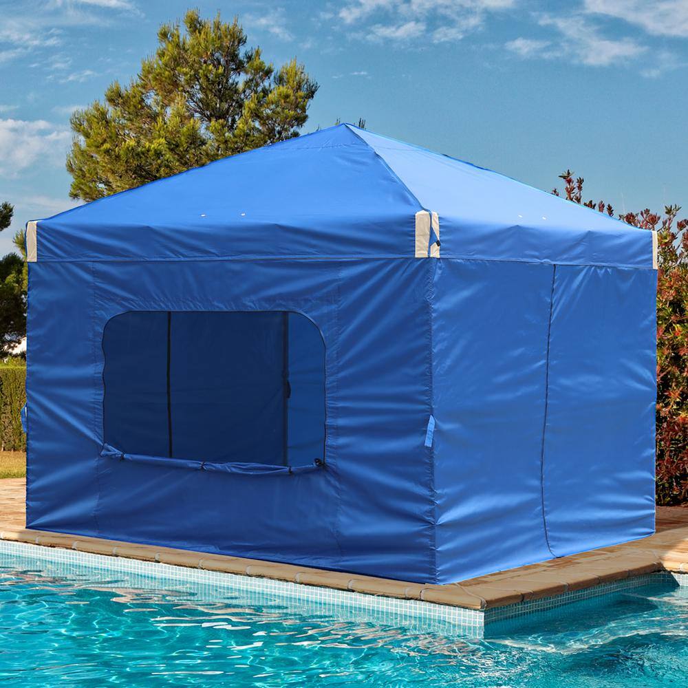 Aoodor 12 ft. x 12 ft. Pop Up Canopy Tent with Removable Sidewallwith Roller Bag-Blue 800-153-BL-C