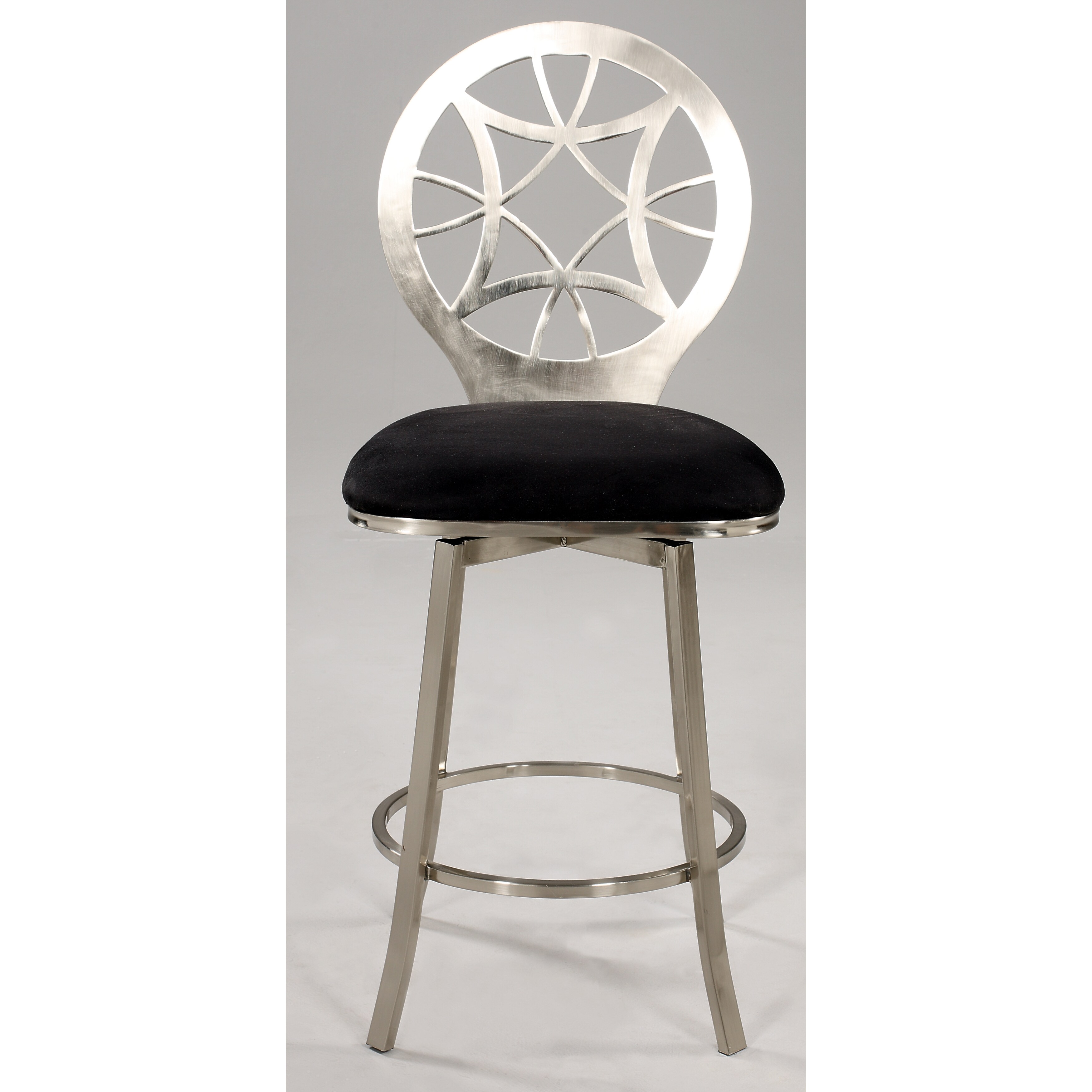 Somette Laser Cut Round Back Memory Swivel Counter Stool