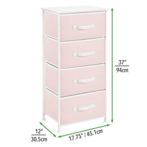 Tall Dresser Storage Tower Stand With 4 Fabric Drawers