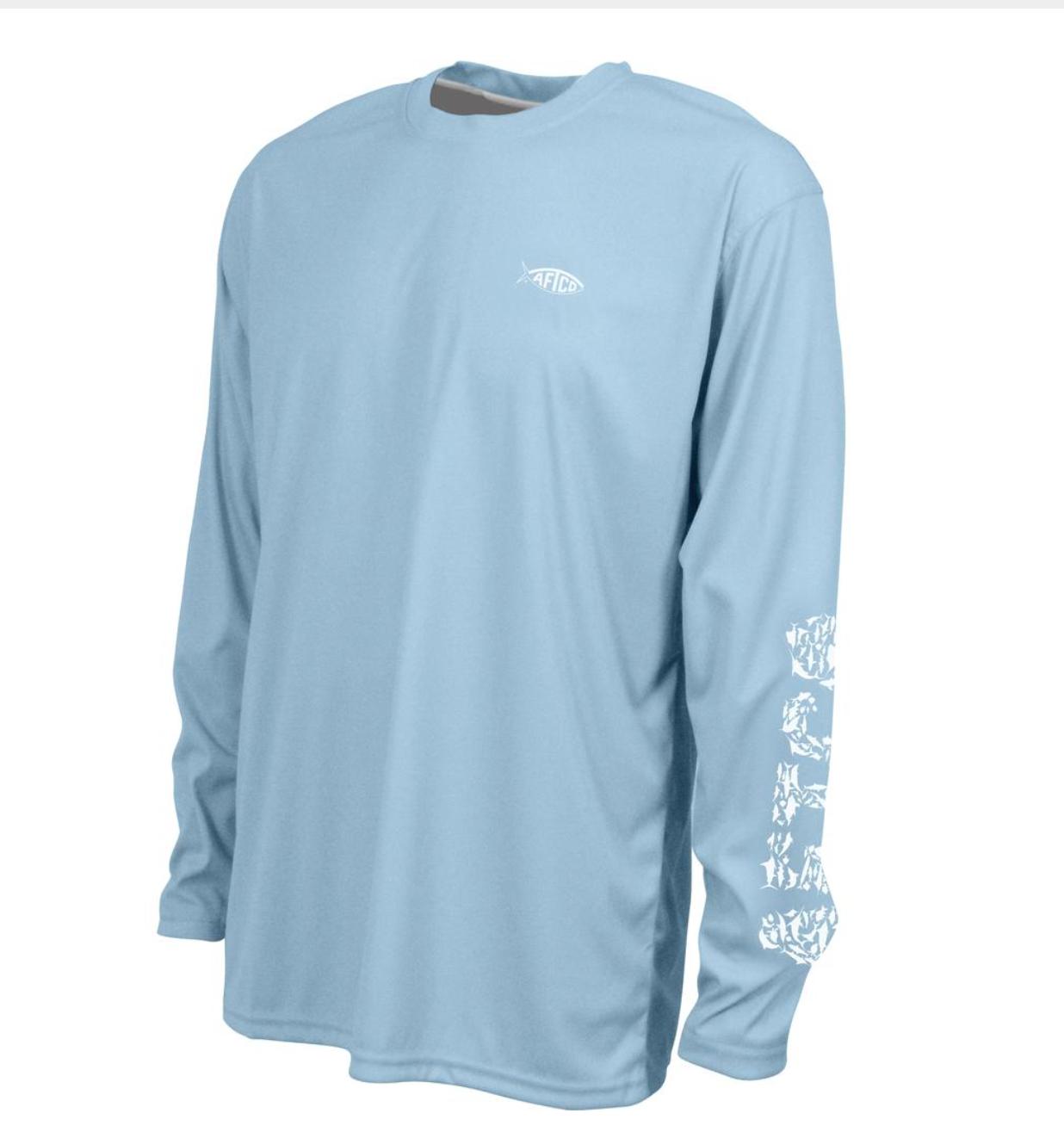 Aftco Jigfish LS Performance Shirt- Sky Blue