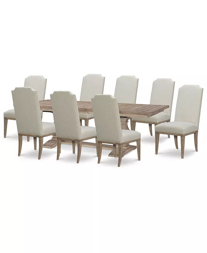 Furniture Rachael Ray Monteverdi II 9-Pc. Dining Set (Rectangular Table and 8 Upholstered Side Chairs)