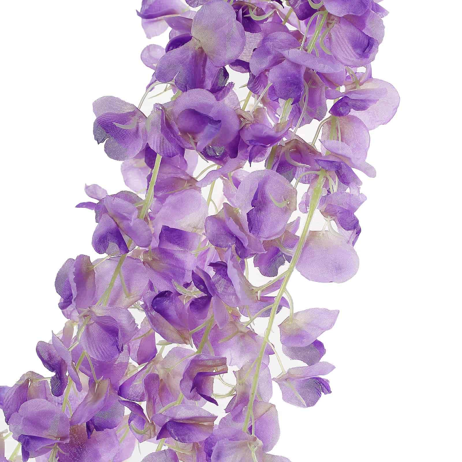 Lavender Lilac Artificial Silk Hanging Wisteria Flower Garland Vines - Elaborated 5 Full Strands in 1 Bush 42