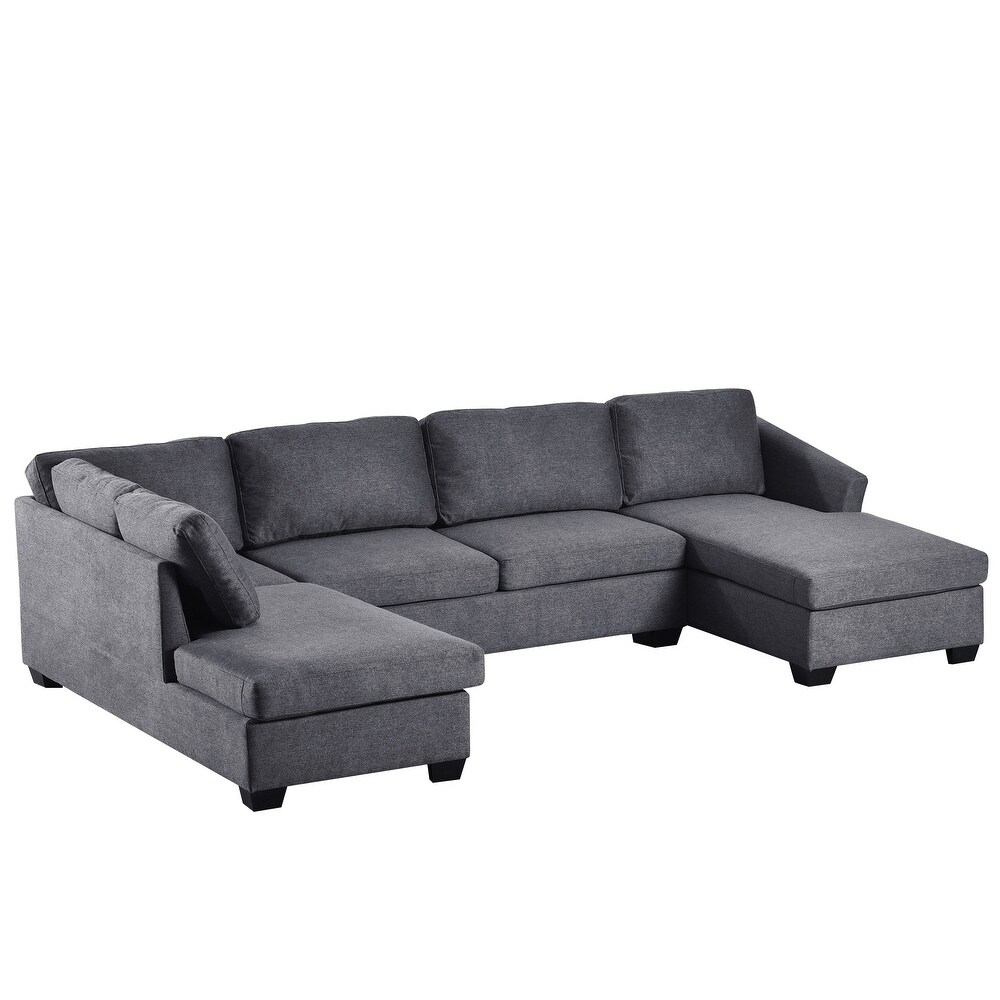 U shape Convertible Sectional Sofa Set   Large Modular Extra Wide Chaise Lounge Couch 4 Seat Sofa with Reversible Ottomans