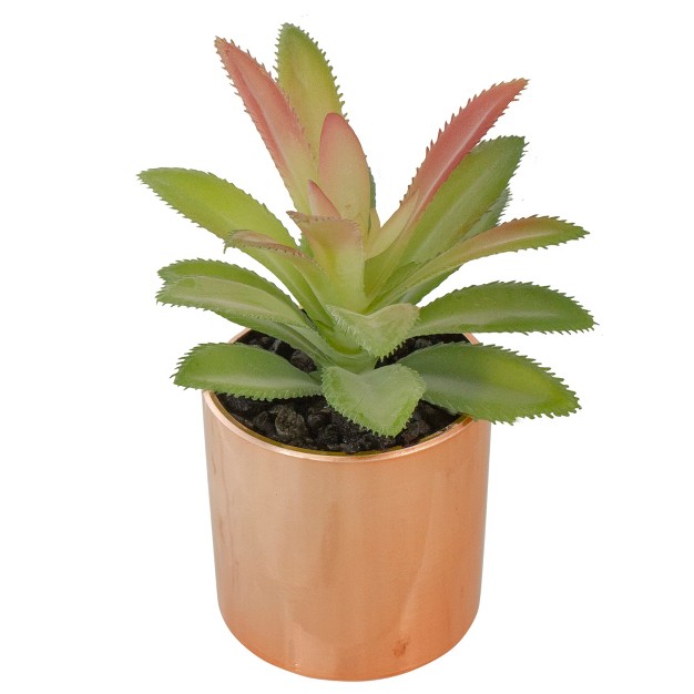 Green Artificial Aloe Plant In A Rose Gold Pot