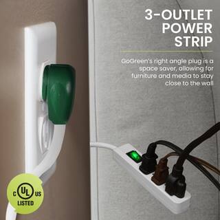 GoGreen Power 3 Outlet Power Strip Surge Protector with 2.5 ft. Heavy Duty Cord GG-13002MS