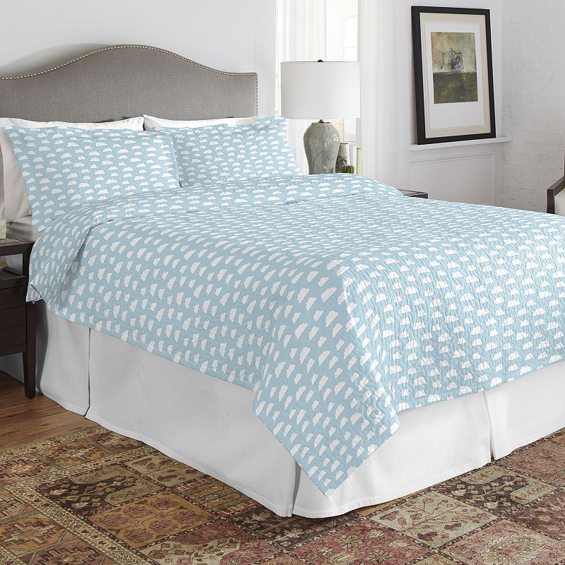 Pointehaven Print 200 Thread Count Percale Cotton Quilt Set