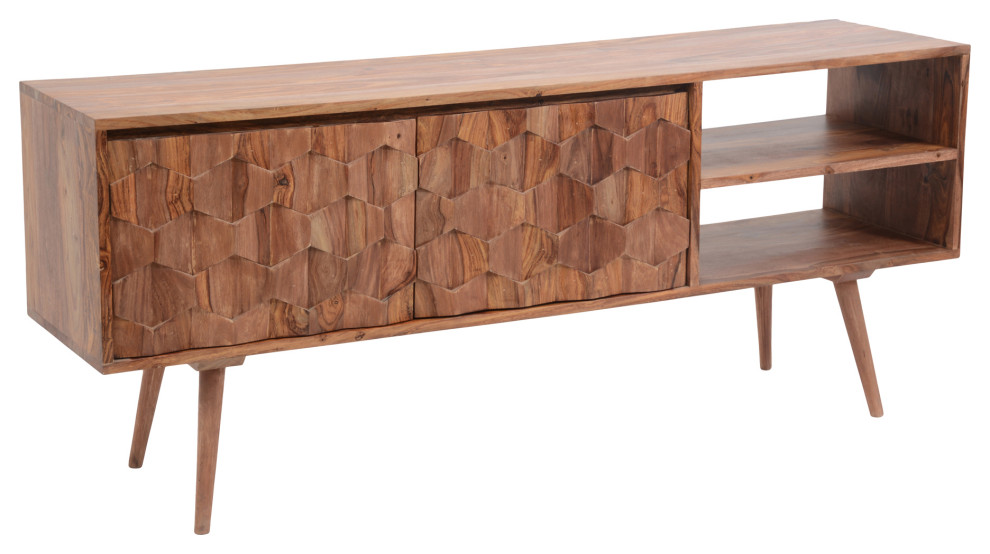 Mid   Century Modern O2 Tv Cabinet Brown   Natural   Midcentury   Entertainment Centers And Tv Stands   by First of a Kind USA Inc  Houzz