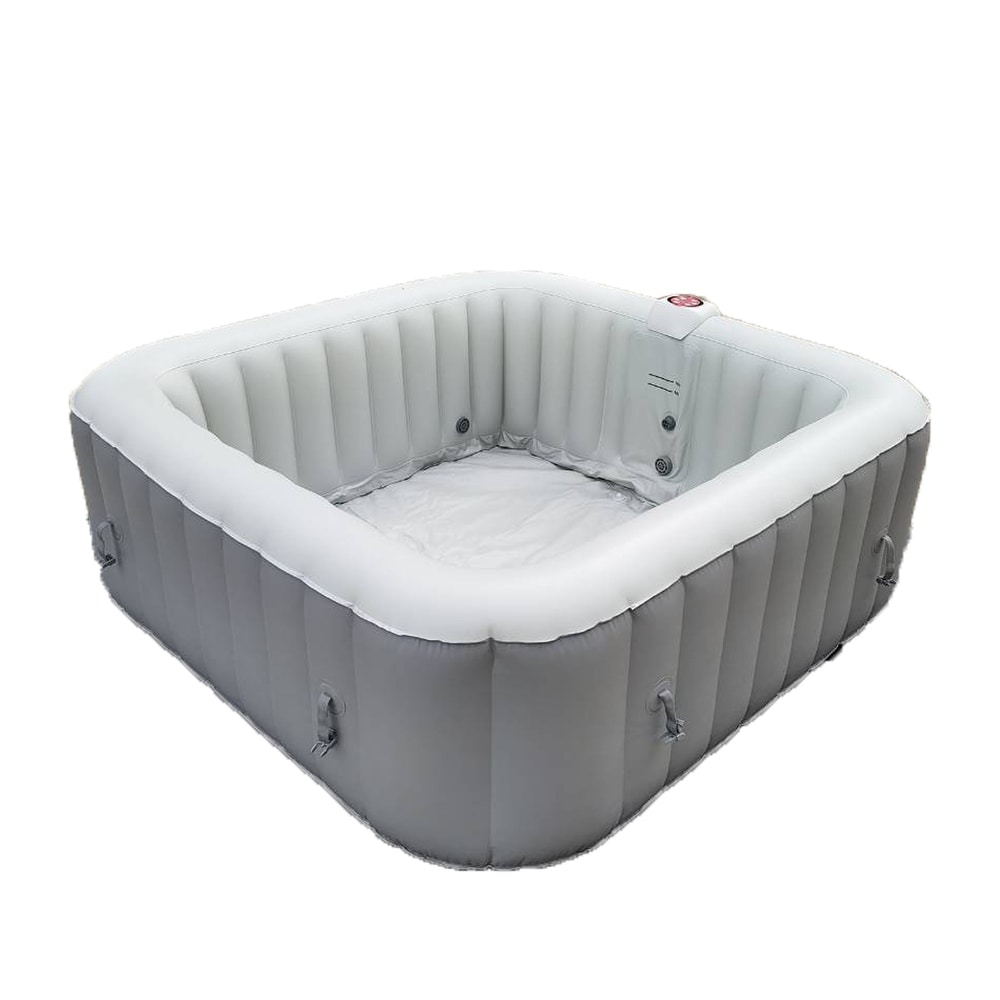 ALEKO Square Inflatable Jetted 6 Person Hot Tub Spa With Cover   Gray