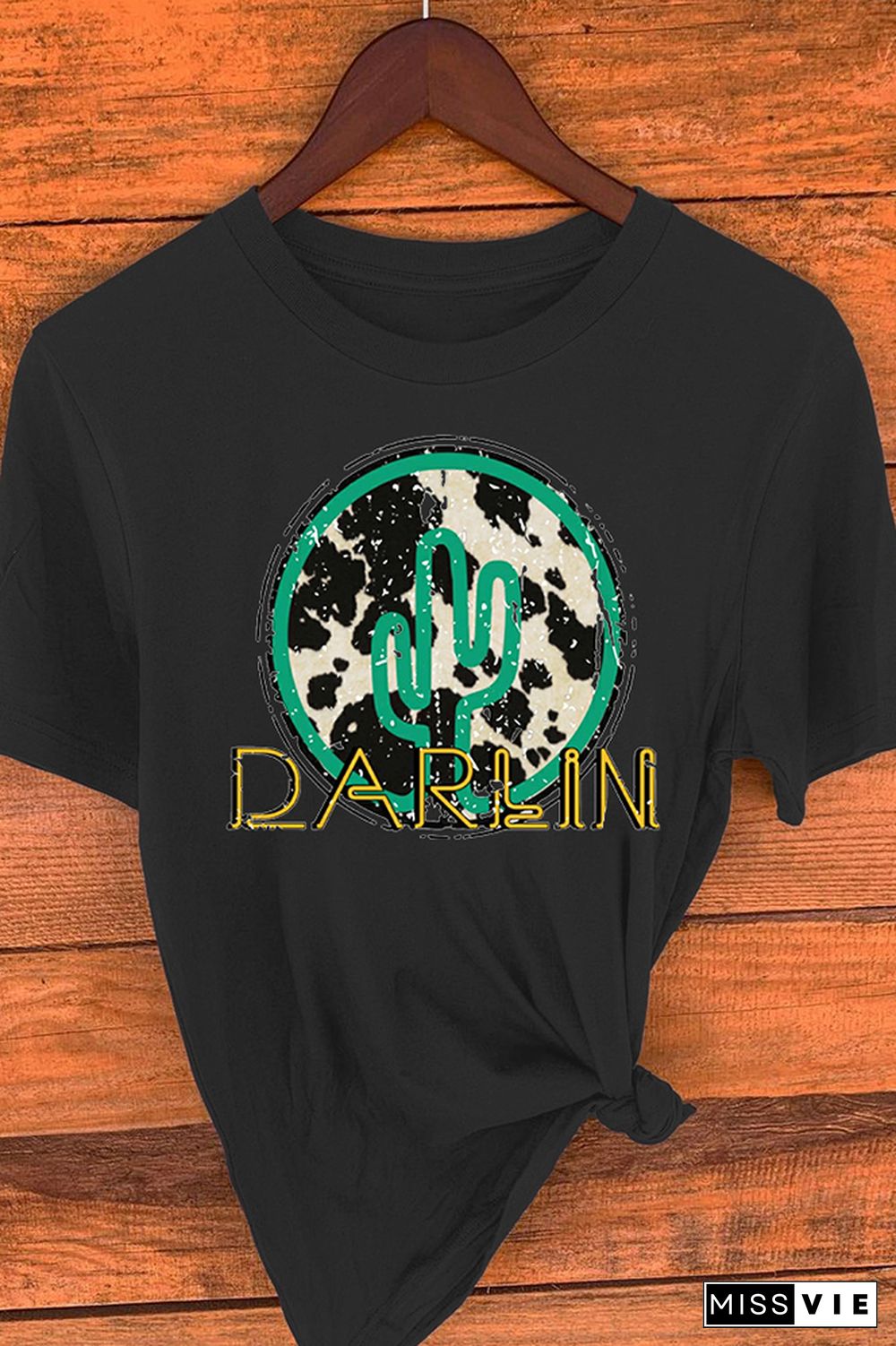 Darlin Print Graphic Tees for Women Wholesale Short Sleeve T shirts Top