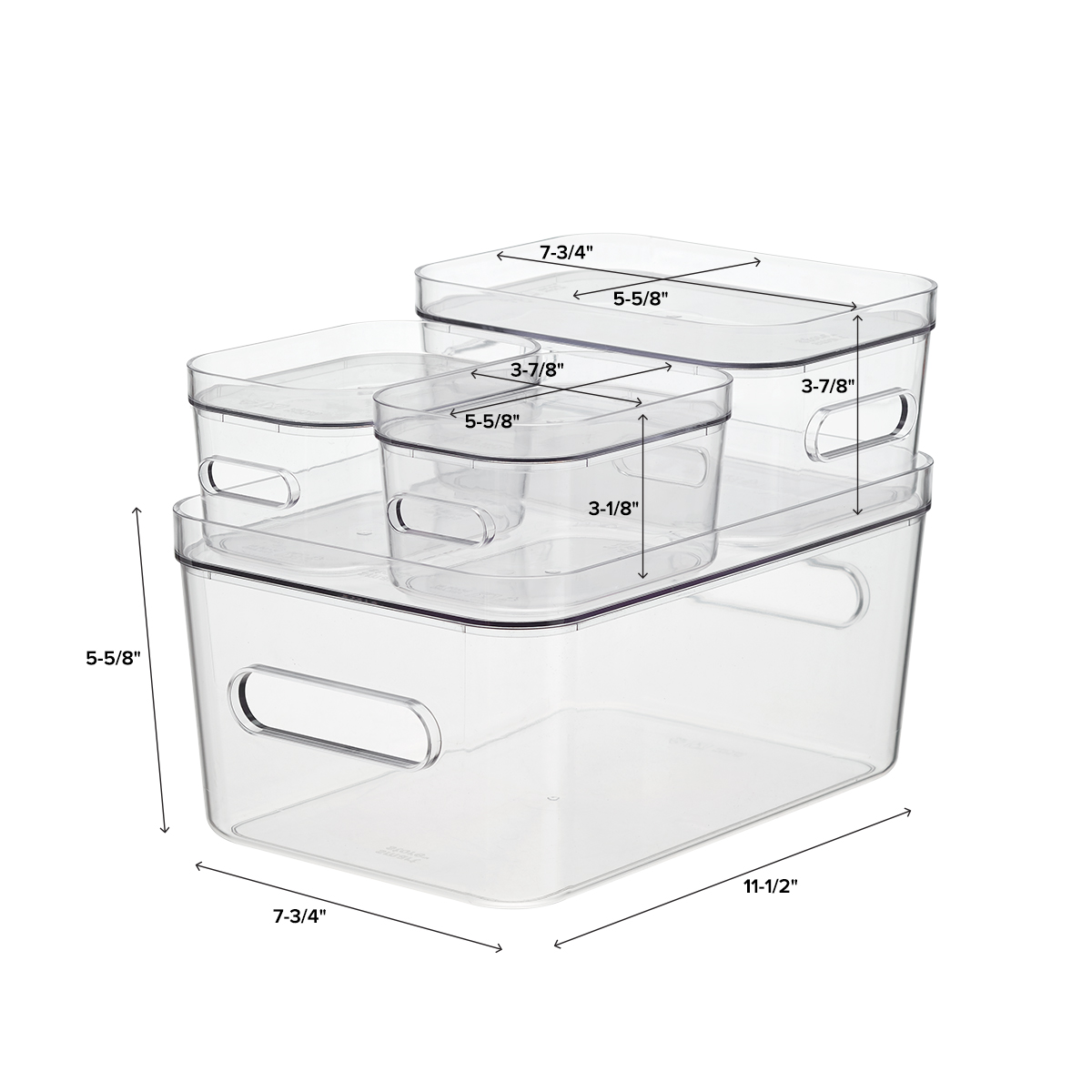 Smart Store Clear Compact Plastic Bins 4Pack with Clear Lids