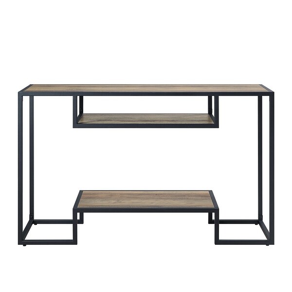 Industrial Style Industrial Metal Base Composite Wood Console Table， Suitable for Living Room， Hallway， Office