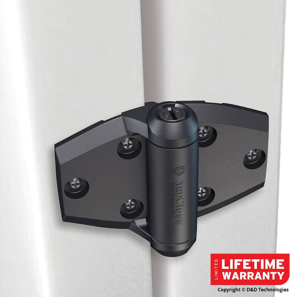 Tru-Close DD 5-18 in. x 3-34 in. Black Self-Closing Vinyl and Wood Gate Hinge (2-Piece) 50590