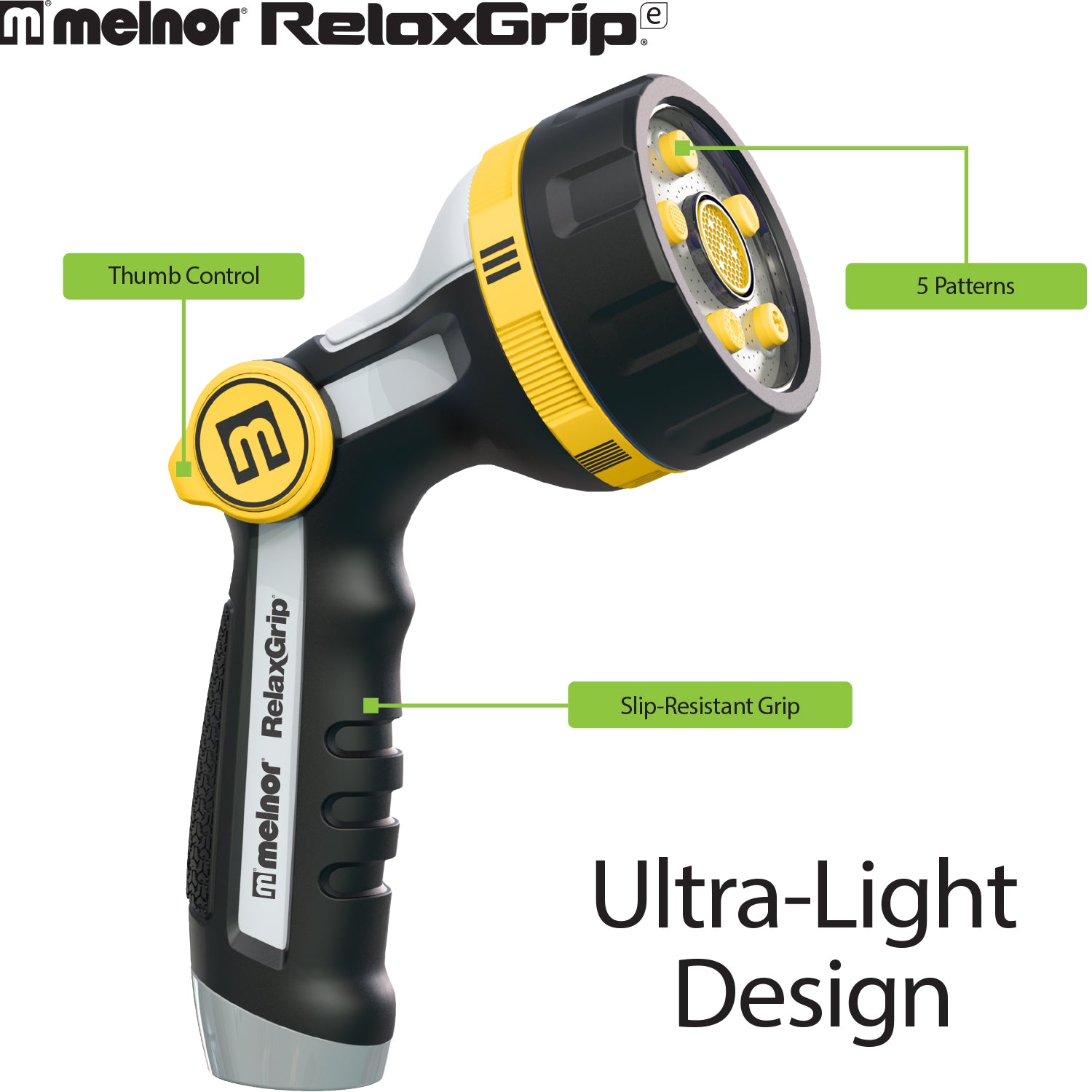 Melnor RelaxGrip 5 pattern Adjustable Metal Hose Nozzle