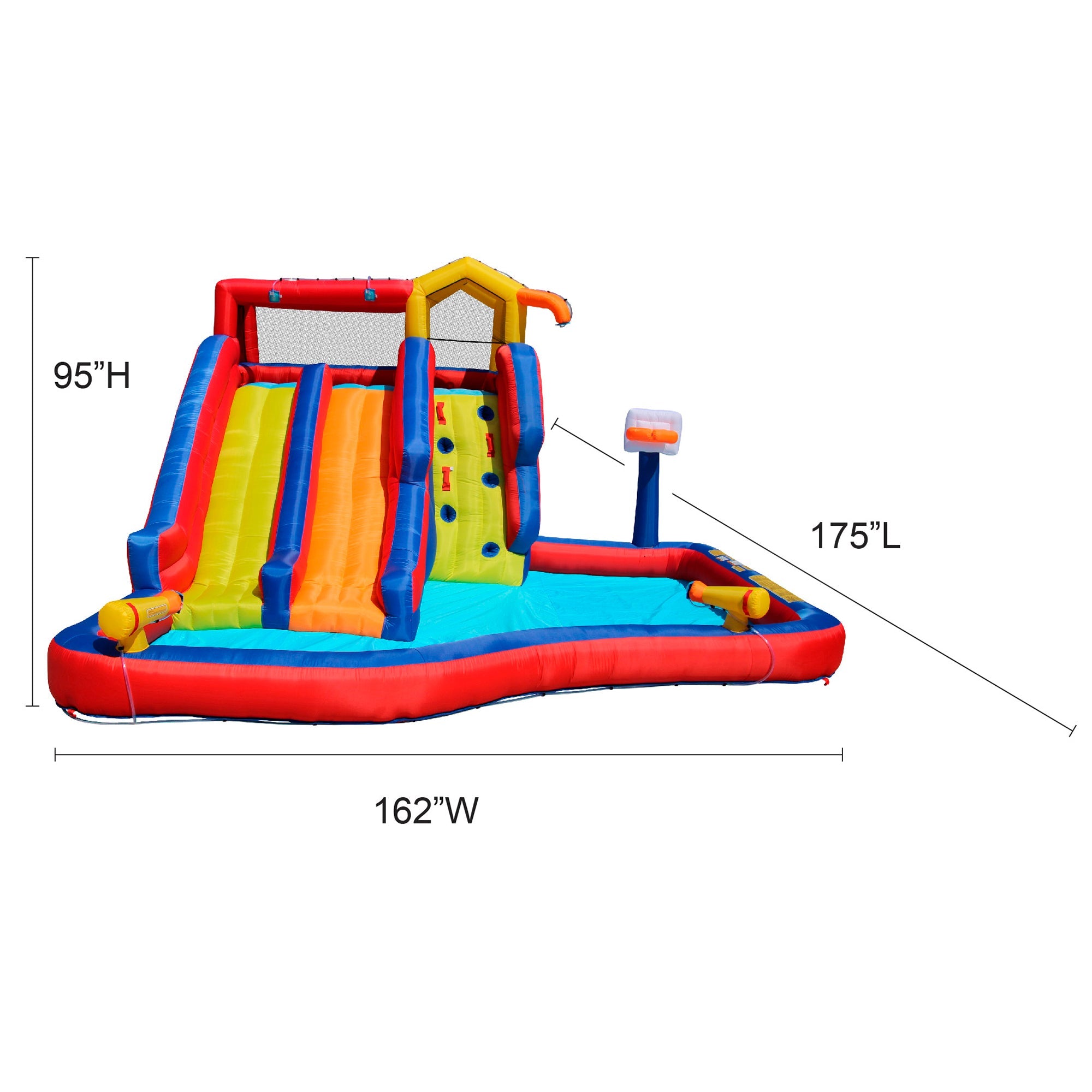 Banzai Twin Falls Kids Giant Colorful Outside Inflatable Water Park Bounce House