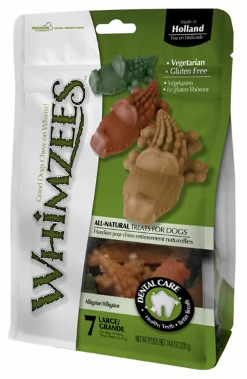 Paragon Whimzees Alligator Dental Treats for Large Dogs