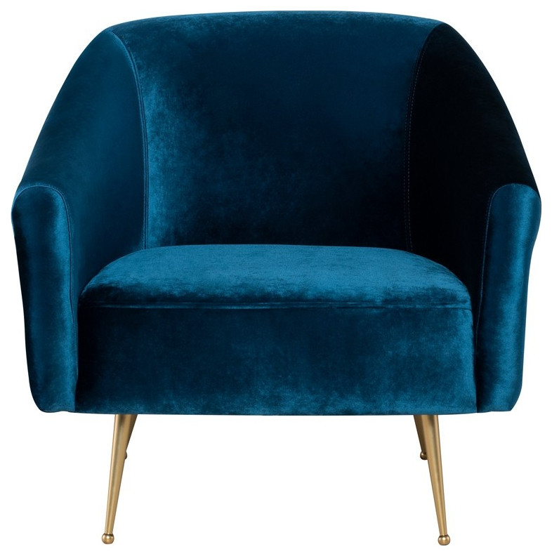 Aminta Occasional Chair midnight blue velour   Midcentury   Armchairs And Accent Chairs   by Virgil Stanis Design  Houzz