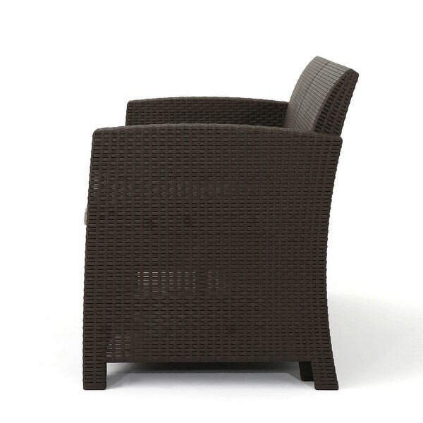 4Pcs Outdoor Faux Wicker Rattan Chat Set with Cushions and Table