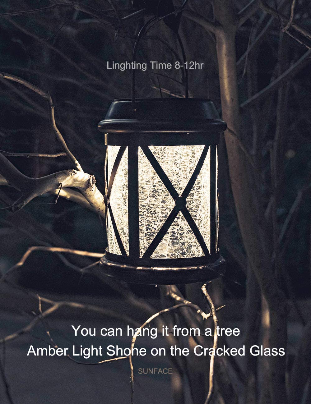 Solar Hanging Lantern， Outdoor Lighting Decorative Light  - Crack in The Glass