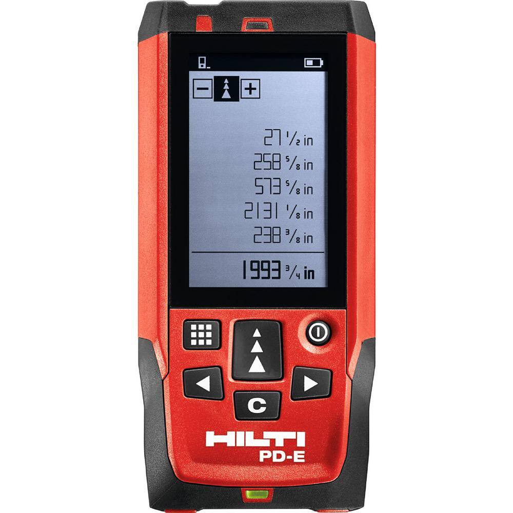 Hilti 650 ft. PD-E Laser Range Meter with (2) AAA Batteries Hand Strap and Pouch 2062051