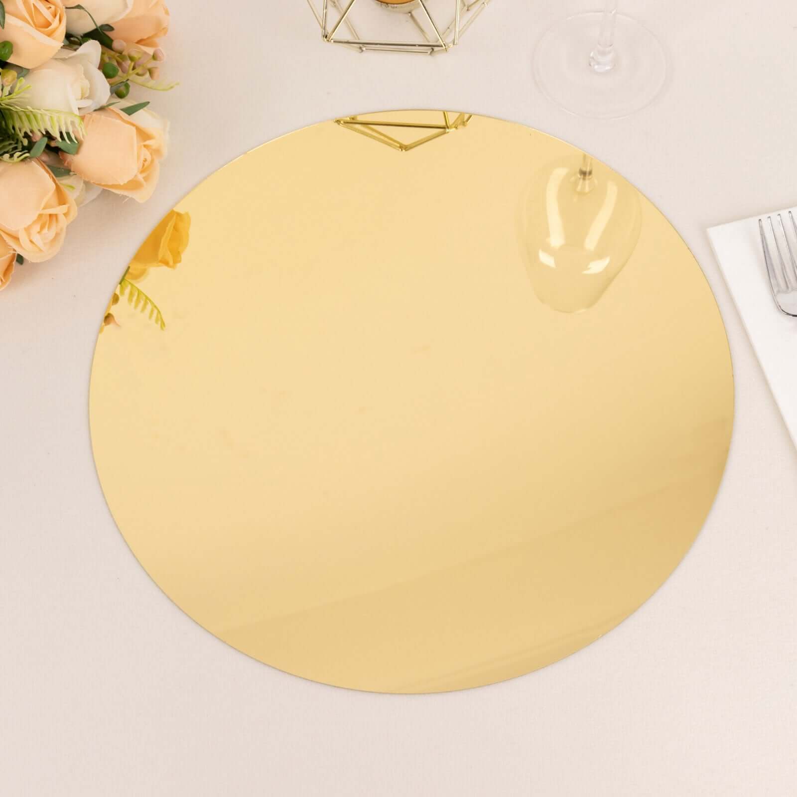 10 Pack Gold Mirror Acrylic Charger Plates For Table Setting, Lightweight Round Decorative Dining Plate Chargers 13