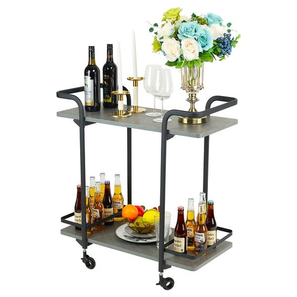 2 Tier bar cart With black wheels