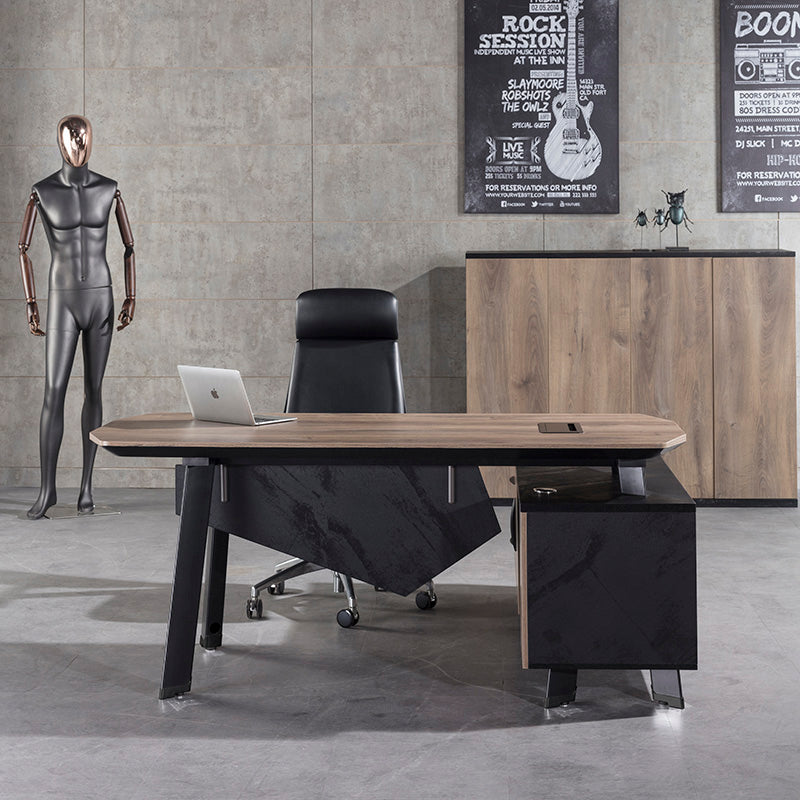 ARTO Executive Office Desk with Reversible Return 1.8M - 2.0M - Warm Oak & Black