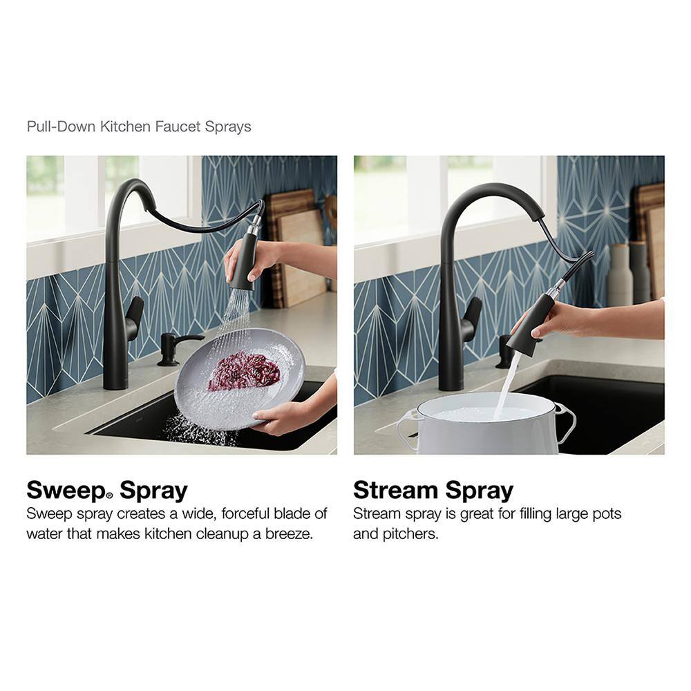 KOHLER Easmor Single-Handle Pull Down Sprayer Kitchen Faucet in Matte Black K-R30573-SD-BL