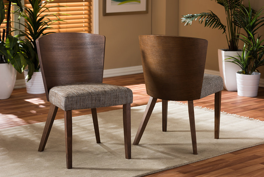 Sparrow Wood Modern Dining Chairs  Gravel Multi Colors/Brown  Set of 2   Midcentury   Dining Chairs   by GwG Outlet  Houzz