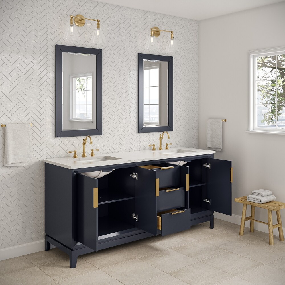 Elizabeth 72 Inch Double Sink Carrara White Marble Vanity