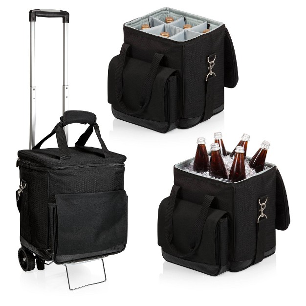 Legacy Cellar 6 bottle Wine Carrier And Cooler Tote With Trolley Black gray