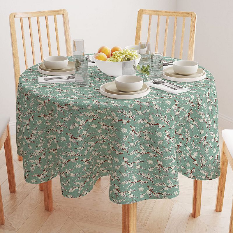 Round Tablecloth， 100% Polyester， 60 Round， Chinese Cherry Blossom