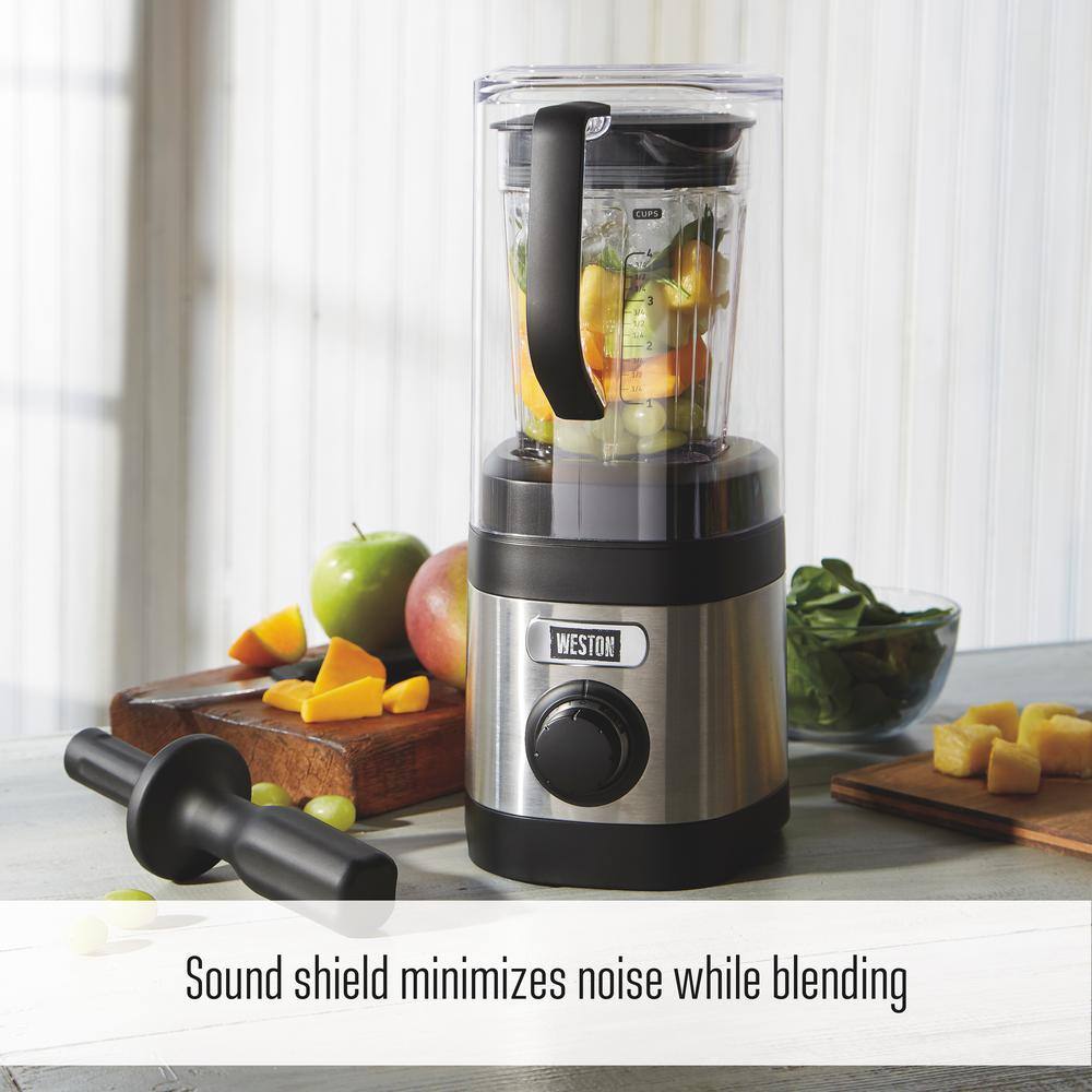 Weston Pro Series 32 oz. 11-speed with Sound Shield and 20 oz. Travel Jar Stainless Steel Blender 58918