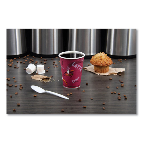 Dart Solo Bistro Design Hot Drink Cups， Paper， 12oz， Maroon， 50/Bag， 20 Bags/Carton (412SIN)