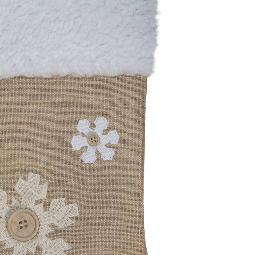 20.5 quotBeige and Ivory Snowflake Embroidered Christmas Stocking   Modern   Christmas Stockings And Holders   by Northlight Seasonal  Houzz